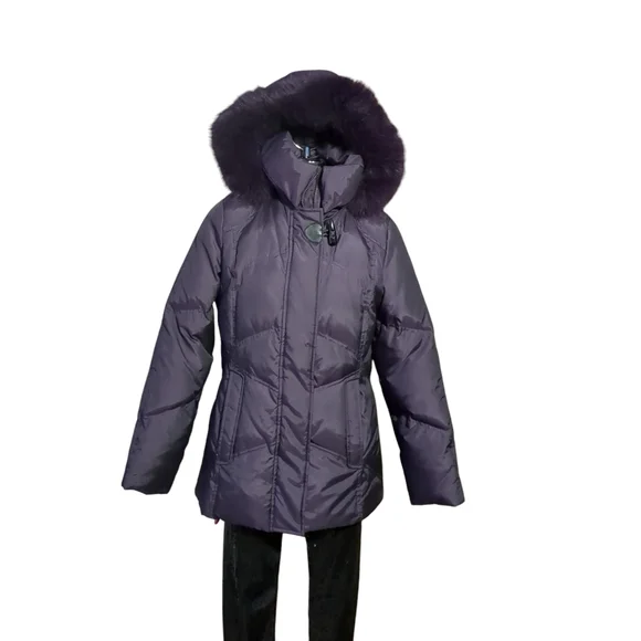 Laura Purple Puffer Jacket with Faux Fur Hood Size SP - Picture 7 of 16
